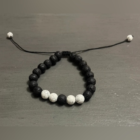 Lava Volcanic Stone Bead Bracelet - Picture 2 of 4